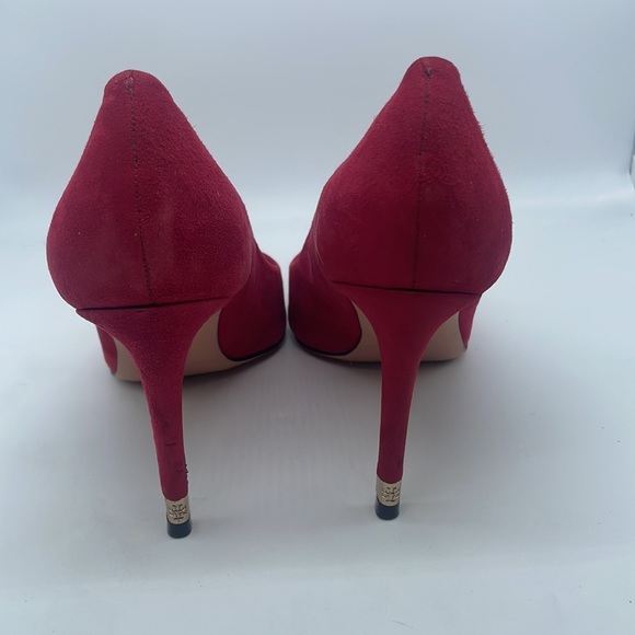Tory Burch Red/ Kir Royal Suede leather Greenwich pump 85mm 8.5 - Picture 5 of 8